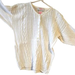Vintage white cotton mix sweater small